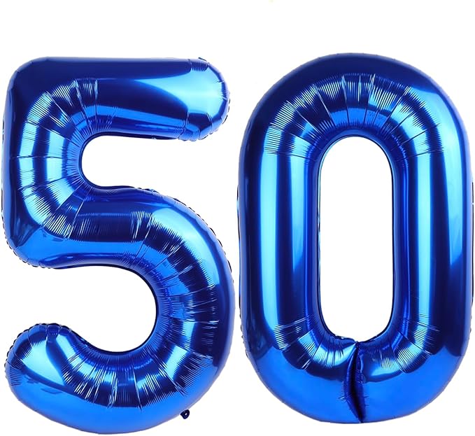 Navy Blue Number 50 Balloon 40 inch, 50 Number Balloons, 50th Navy Blue Birthday Decorations, 50 Year Old Women Men Blue Party Supplies