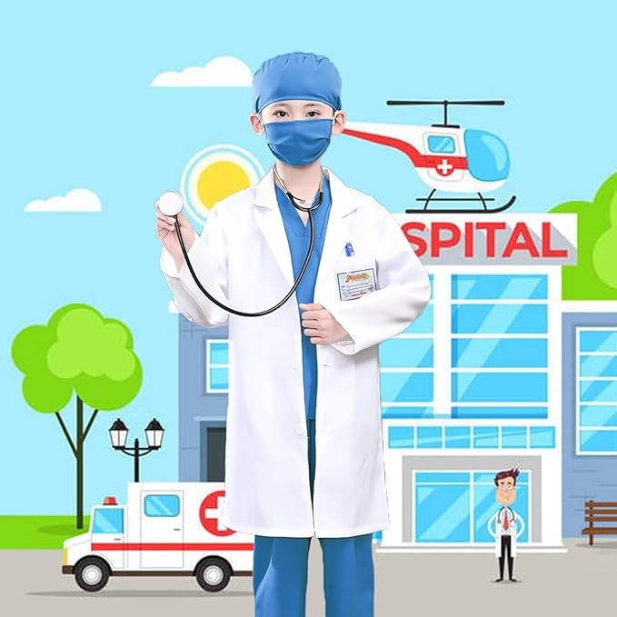 Kids Nurse Costume Doctor Costume Dentist Costume For Kids Play House Pretend Play Dress Up Party