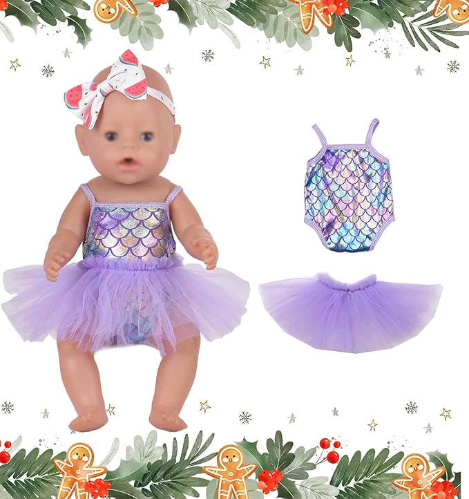 Newborn Baby Doll Clothes - Plaid, Jumpsuit, Tutu Skirt Doll Accessories for 15-18 Inch Dolls