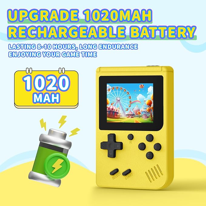 Retro Gaming Console, Portable Video Game Console with 3.0 inch IPS Screen and Preloaded 400 Classic Video Games, Mini Retro Handheld Game Console (Yellow)