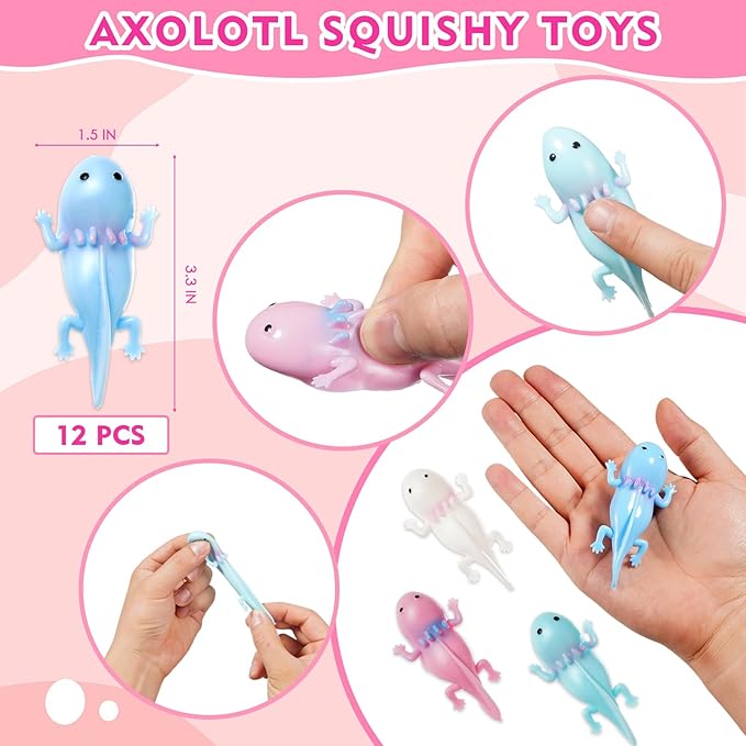 Vanblue Axolotl Party Favors Themed Birthday Party Decoration Goodie Bags Stuffers Pink Axolotl Birthday Supplies Gift for Kids Treat Gift Bags Stuffers Pinata Filler Classroom Rewards
