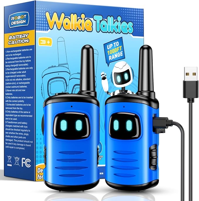 Rechargeable Walkies Talkies for Kids Toys: 2 Pack Walkie Talkies for Kids Easter Birthday Gifts for 3 4 5 6 7 8 Year Old Boys Grandkids Toys for 3-8 Year Old Boys