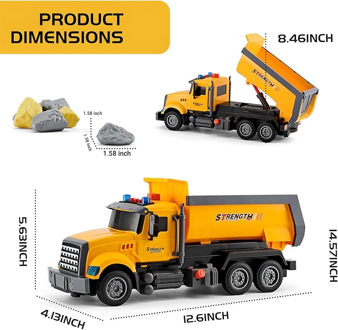 Large Dump Truck Toys for 3 4 5 6 7 8 Year Old Boys, Lights and Sounds Truck Vehicles Toy for Kids Childs Toddlers Christmas Birthday Gift