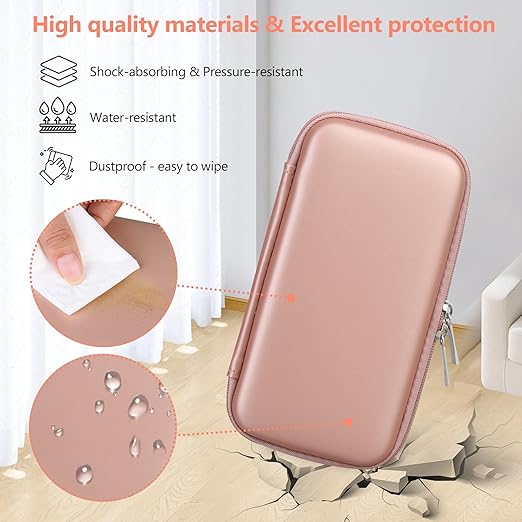 Supmay Carrying Case for GAMPLAE Handheld Game for Kids, 258 Retro Video Games Portable Gaming Player Storage Holder Travel Bag with Mesh Pocket for 3 Game Cards, Earphone,USB Cable, Rose Gold