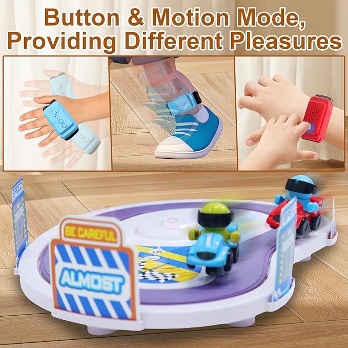 3T6B Dual-Person Motion-Sensing Racing Toy, Wireless Remote-Controlled Sports Track Set, Motion-Sensing Wristband, U-Shaped Electric Track, Gift for Children