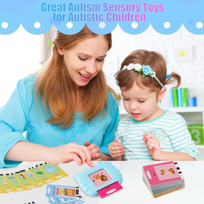 Talking Flash Cards for Toddlers 1-5 Years Old, Pocket Speech Therapy & Autism Sensory Toy with 336 Sight Words, Montessori Educational Learning Device Gift