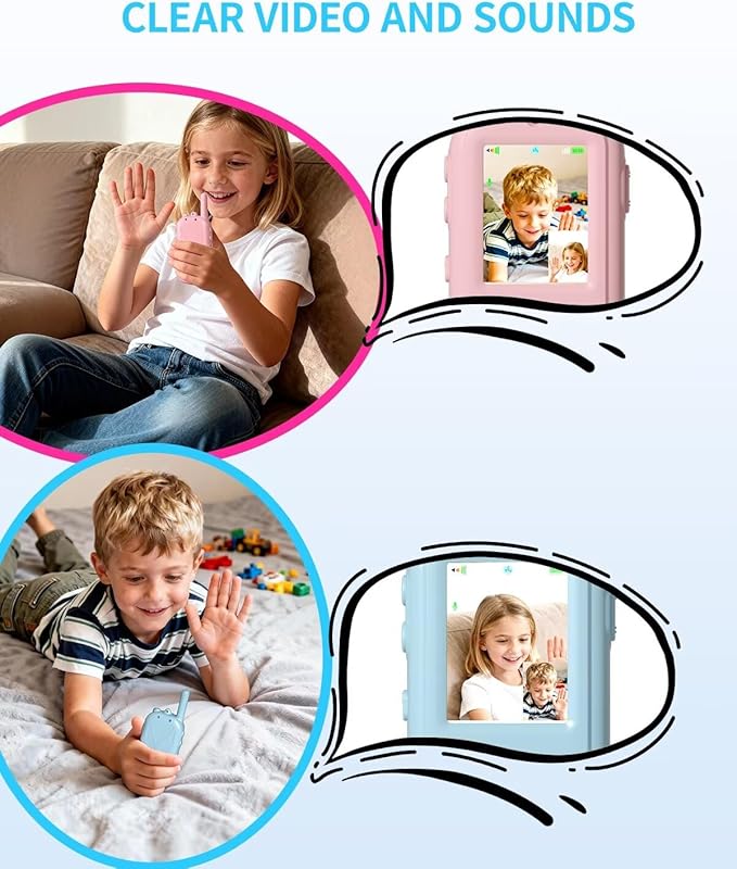 2026 Upgrade Video Walkie Talkies, Kids Communication Toys with Screen, Video Walkie Talkies for Kids with Voice Changer, Durable Walkie Talkie Toys Gifts for Indoor Outdoor Family Play Ages 3-12
