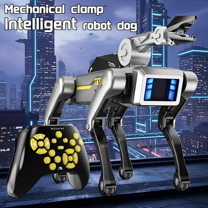 EVADA Smart Robot Dog Robotic Puppy Dog with Clamp Arm, 20+ Interactive Voice Commands Actions Programming AI for gripping STEM Pet, Durable Fast Rechargeable Companion for Kids Adults