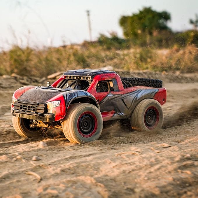 1/14 2.4GHz Remote Control High Speed Car 48KM/H 4 * 4 Off Road Vehicle Q130A RTR Car Carbon Brush Motor ESC LED Lights Battery Hobby Grade Model for Adult Hobby(Red)