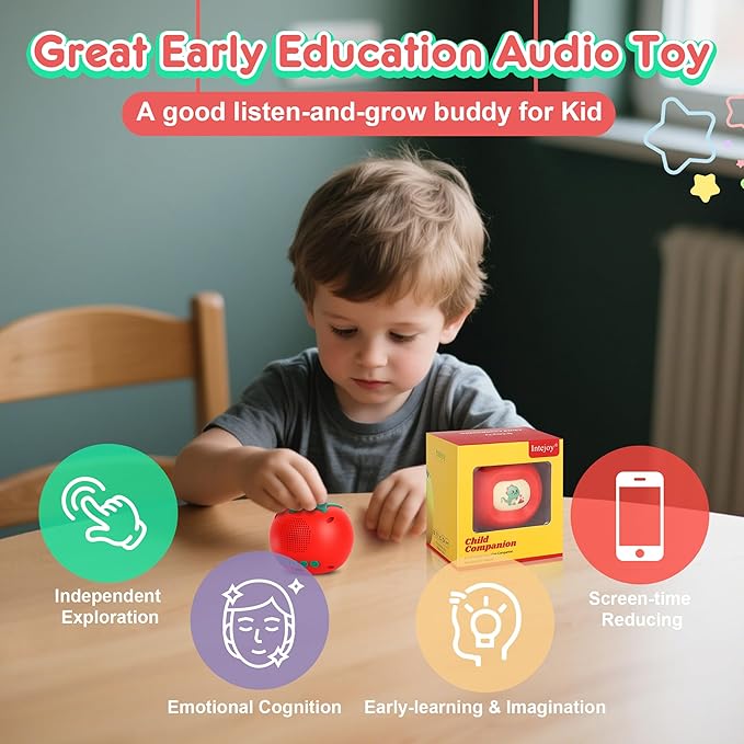 Kids Story Box Audio Player Starter with Tomato Face-Changing, Interactive Educational Toy & Storyteller, Preloaded 200+ Stories/Music, Bluetooth, Birthday Gift for Boys Girls (Yellow-2)