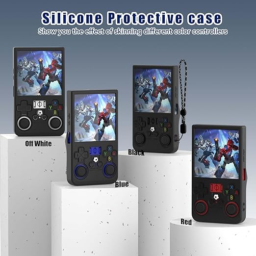 FIOPAZ for R36MAX Silicone Protective Case, Soft Skin for R36 MAX Retro Handheld Game Console Accessories, Anti-Scratch Washable Only for R 36 MAX Sleeve with Lanyard (Black)