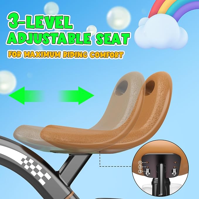Toddler Tricycle for 1-3 3-4 Year Olds, 2 3 4 Year Old Boy Girl Birthday Gifts, Toddler Baby Bike, 3-Level Adjustable Seat, 3 Color Light Wheels, 2 Baskets, Outdoor Riding Toys for Ages 2-4