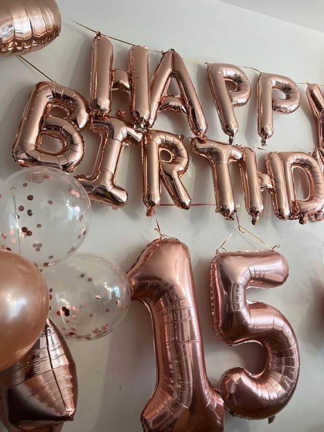 Rose Gold 40 Inch Large Number 5 Birthday Balloon, 2025 Five 5th 15 25 35 50 55 Birthday Celebration Decorations, Rose Gold Foil 5 Mylar Helium Balloons Girl Boy Anniversary Party Supplies