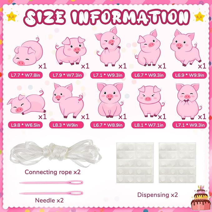 Jecery Pig Print Birthday Party Decorations Farm Animal Themed Party Door Signs Farm Animal Cutouts Banner Piggy Supplies for Kids Indoor Home Outdoor Banner Porch Sign for Birthday Baby Shower