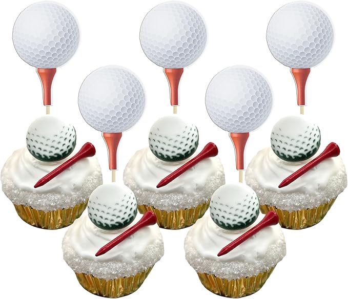 Gyufise 36Pcs Sports Cupcake Toppers - Golf Ball Cupcake Picks & Birthday Cake Decorations for Golf Sports Players Theme Parties