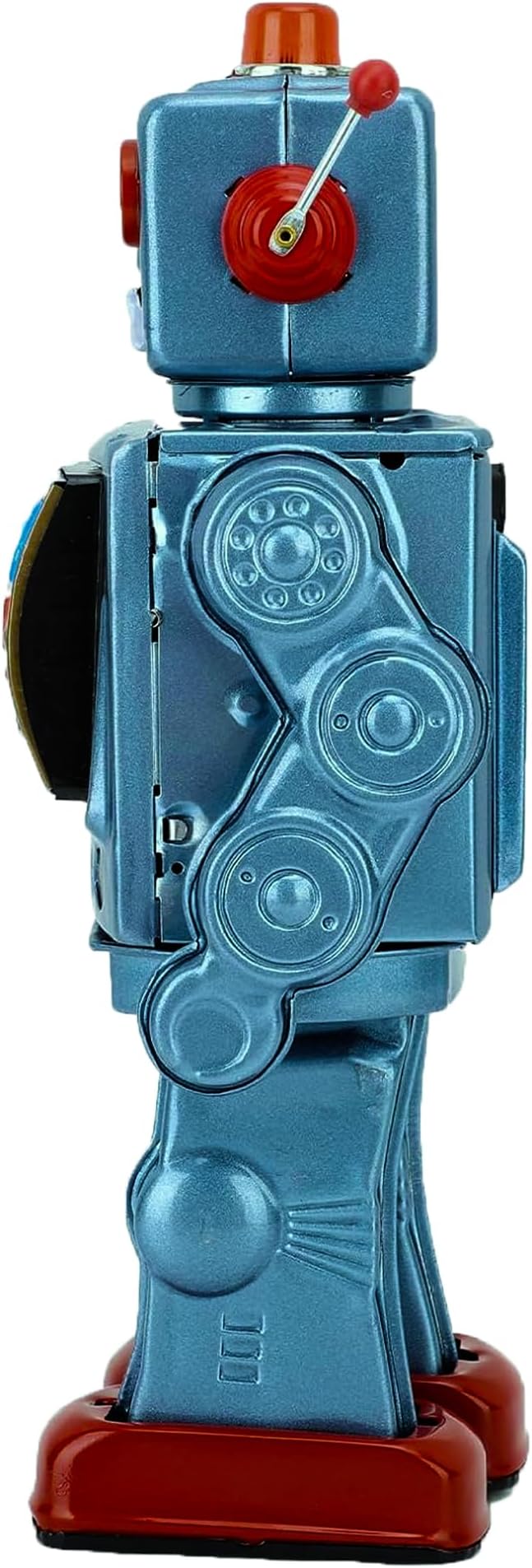 Charmgle Retro Tin Toys Walking Robot, Electric Rotating Desk Robot with Gun Fire Sound, Adult Collection Birthday Gifts Party Favor Handmade Robots Blue