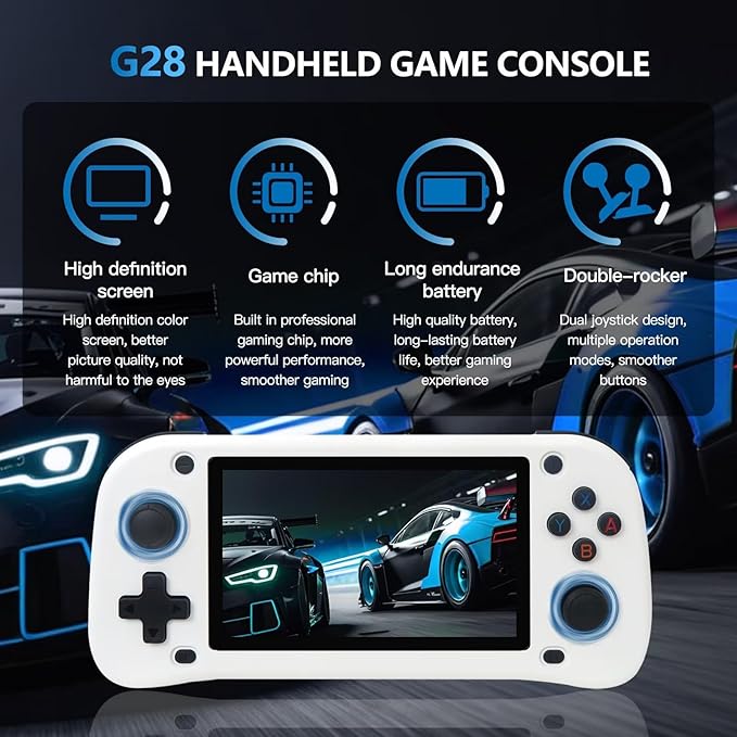 15000+ Games Retro Handheld Console, HD Gaming Controller, TV Home Arcade, 64GB Storage, 4.3-Inch Display, Multiple Emulators for PS1, for N64, Supports HDMI Output(White),Updated by Loner
