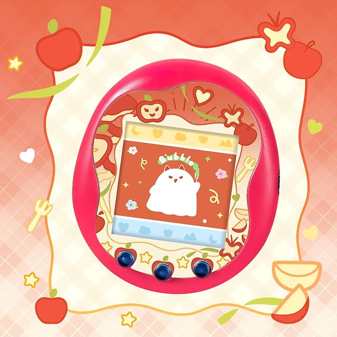 Holographic Laser Faceplate Sticker for Tamagotchi Uni, Self-Adhesive DIY Face Plate Decal, Shimmering Protective Skin for Virtual Pet - (for uni-Apple RED)