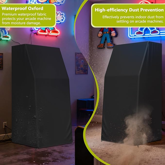 STARTWO Arcade Machine Cover, Heavy Duty and Dustproof Electronic Game Machine Covers for arcade 1up, Quality Waterproof Protection for Pacman, Size 31"L x 22"W x 66"H, Black