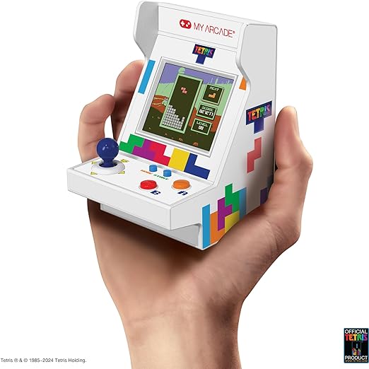 MY ARCADE Tetris Pico Player: 3.7" Fully Playable Portable Tiny Arcade Machine with 101 Retro Games, 2" Screen Color Display, Small