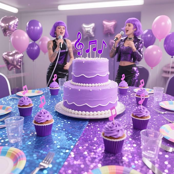3 Pcs Kpop Holographic Tablecloth for Birthday Party Pink Purple Blue 54"x108" Witch and Princess Themed Movie Decoration Wedding Iridescent Metallic Plastic Glitter Laser Table Covers