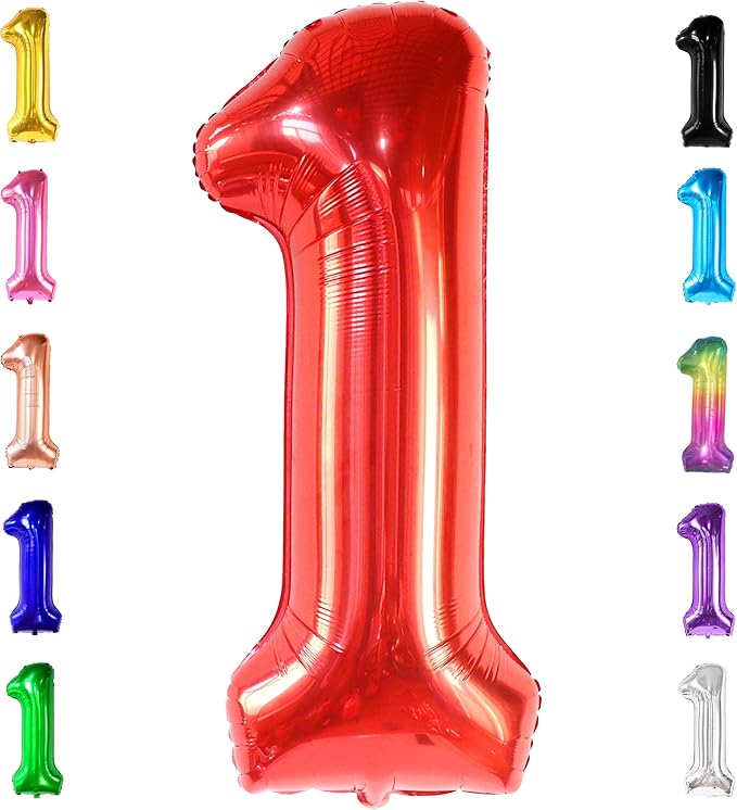 KatchOn, Red Number 1 Balloons - 40 Inch | Foil Balloon For 1 Happy Birthday Decorations | Number One Balloon For Happy Anniversary Decorations | Red One Balloons For 1st Birthday Party Decorations