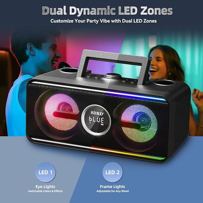 216 Bluetooth Karaoke Machine for Adult Kid with Storage and Charging Station, Powerful Karaoke System, 12H Playtime, Rechargeable Wirless Microphone, Support USB/AUX Indoor Outdoor