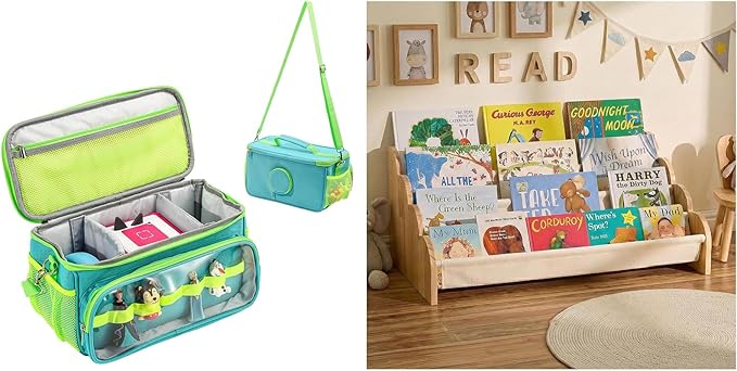 Hautton Carrying Case for Toniebox 2/1 Audio Player Bundle with Puricon 4-Tier Kids Bookshelf