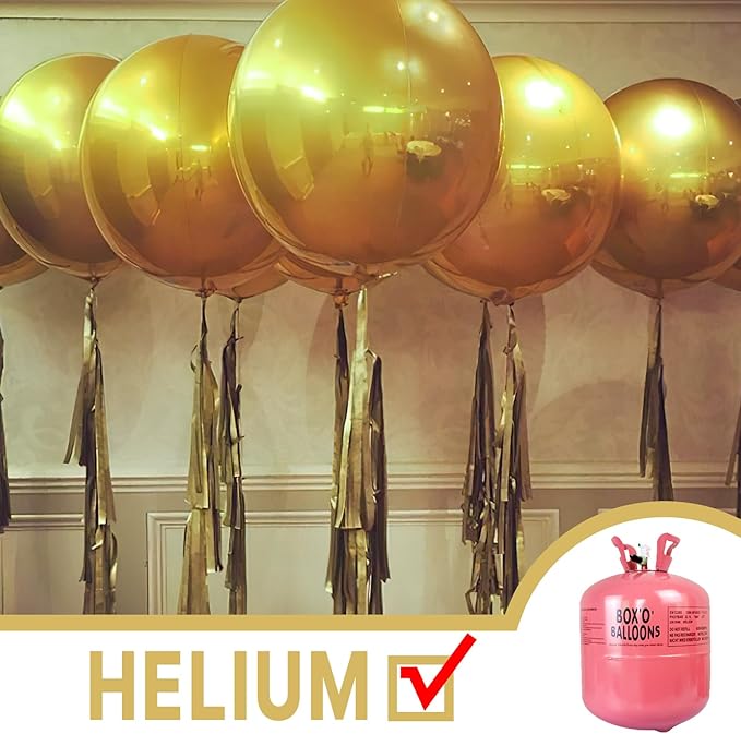PartyWoo Metallic Gold Foil Balloons 6pcs 32 Inch Large Round Foil Big Giant 4D Jumbo Inflatable Mirror Ball Mylar Balloons for Graduation Birthday Baby Shower Anniversary Tea Party Decorations