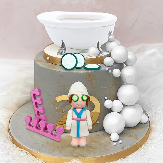 Spa Cake Decorations Balls Cake Topper Spa Theme Party Supplies for Make Up Birthday Party Favor Decoration
