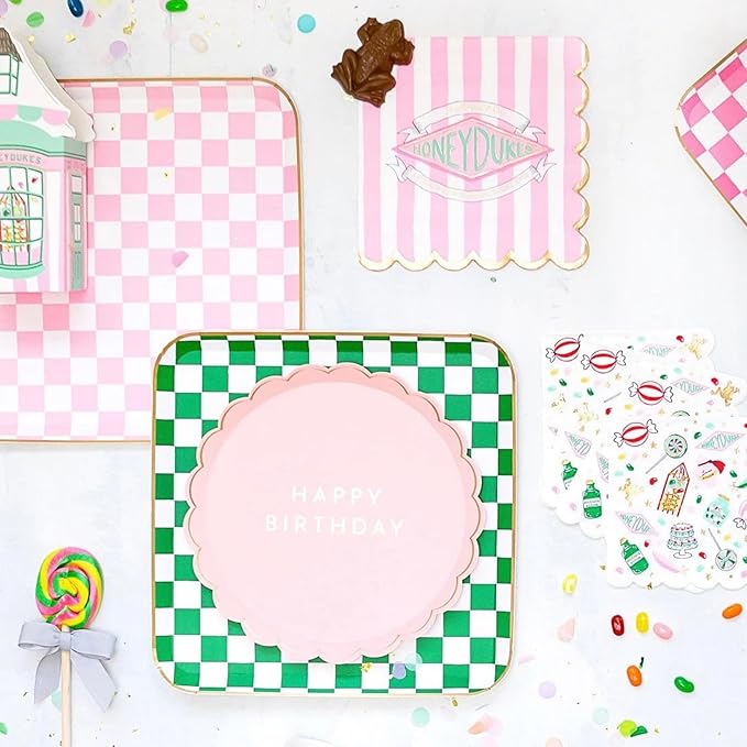 Harry Potter X Bonjour Fête Honeydukes Small Pattern Napkins | 3-Ply Fancy Napkins for Harry Potter Themed Parties | Happy Birthday & Cocktail Decoration | Pack of 24, 5" Fold | Premium Party Supplies