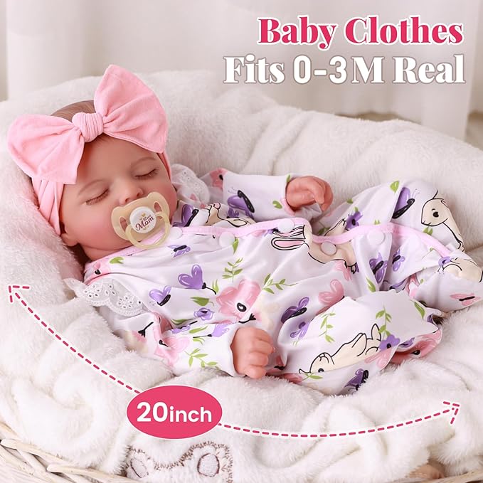BABESIDE Lifelike Reborn Baby Dolls Girl - 20 Inch Realistic Newborn Baby Dolls with Poseable Body, Real Life Baby Dolls with Accessories for 3+ Year Old Girls Gifts, Pretend Play, Collection
