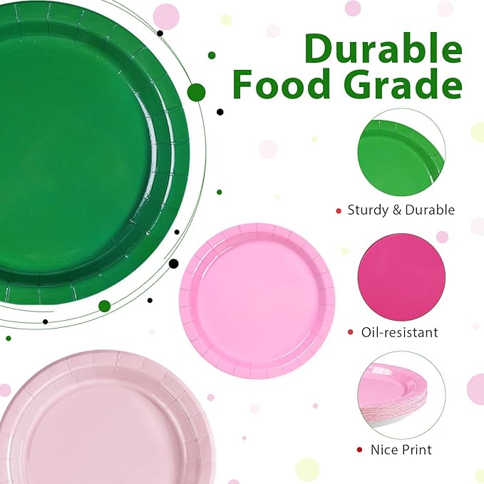 Grencian 60 Pcs Pink and Green Witch Party Decorations Witch Birthday Party Plates Disposable Pink and Green Paper Plates for Valentine’s Day Birthday Bridal Witch Princess Movie Theme Decorations