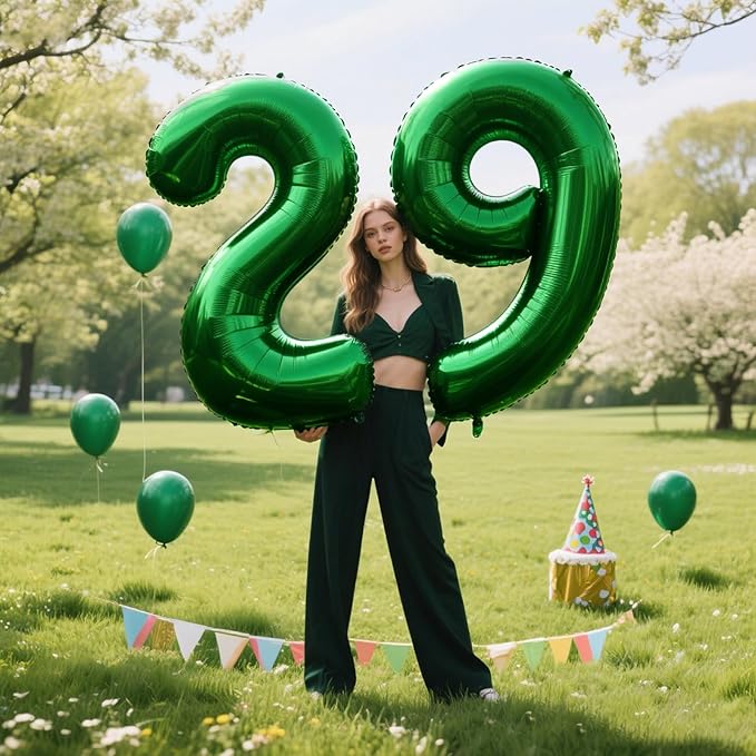 40 Inch Green Number 29 Digital Balloon,Jumbo Mylar Foil Helium Balloon for 29 Balloons for Birthday Party,Wedding Anniversary Party Decorations