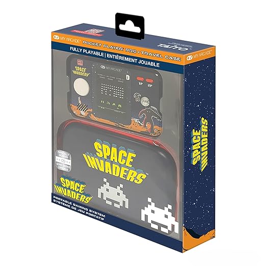 My Arcade Space Invaders Pocket Player Bundle: Officially Licensed, Portable Gaming Console, Travel Case and Screen Protector Included