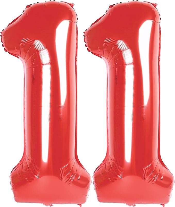 Red Number 11 Balloon 40 inch, 11 Number Balloons, 11th Red Birthday Decorations, 11 Year Old Girls Boys Party Supplies