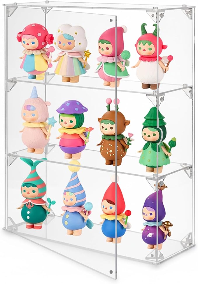 Acrylic Display Case 3-Tier, Display Box for Small Figures, Collectibles, Toys, and Models, Wall Mounted and Desktop Dustproof Showcase