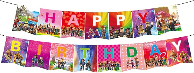 IndoTribe Video Game Happy Birthday Banner Boy - 10ft, No DIY Preassembled Colorful Video Game Birthday Decorations for Boys Gaming Birthday Party Decorations Gaming Backdrop Video Game Backdrop Gaming Party Supplies