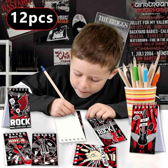 Rock and Roll Party Decorations Favors , Including Gift Bags , Stickers Badge Slap Bracelets Silicone Wristbands DIY Stickers , for Rock Music Theme Party Supplies