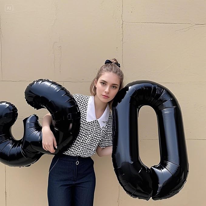 40 Inch Black Number 30 Digital Balloon,Jumbo Mylar Foil Helium Balloon for 30 Balloons for Birthday Party,Wedding Anniversary Party Decorations