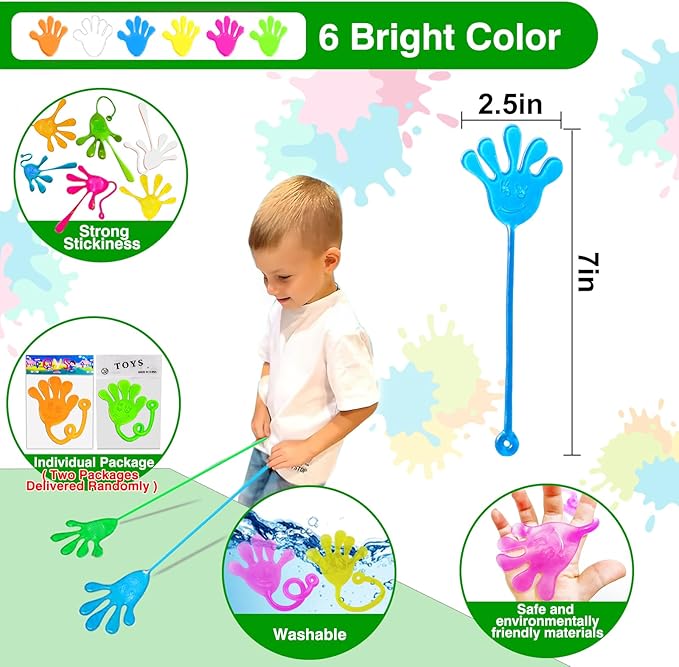18Pack Glow In Dark Sticky Hands Birthday Pinata Easter Egg Fillers Basket Goodie Bags Stuffer For Kid Classroom Prizes Carnival Bulk Toy Gift