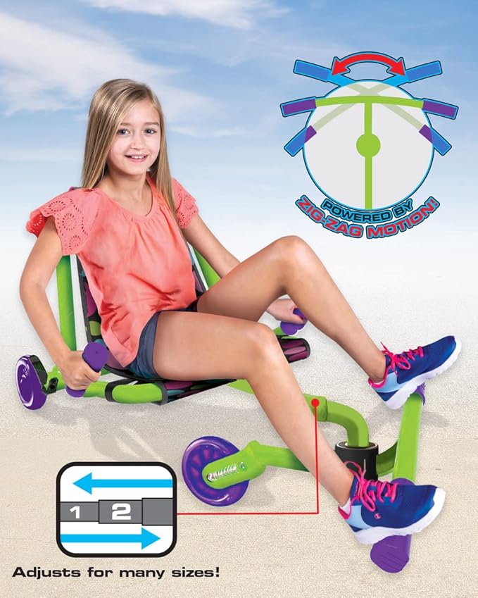 Go Kart, Swing Side-to-Side for Amazing Ride, Powered by Zig-Zag Motion, Rides on Any Hard Surface (Indoors and Outdoors)