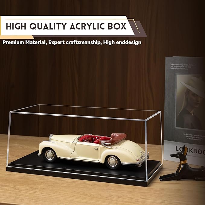 1:18 No Assembly Diecast Display Case with Plastic Base - Acrylic Model Car Display Boxes - Dustproof Showcase for Collectibles Memorabilia (2, 1:18)