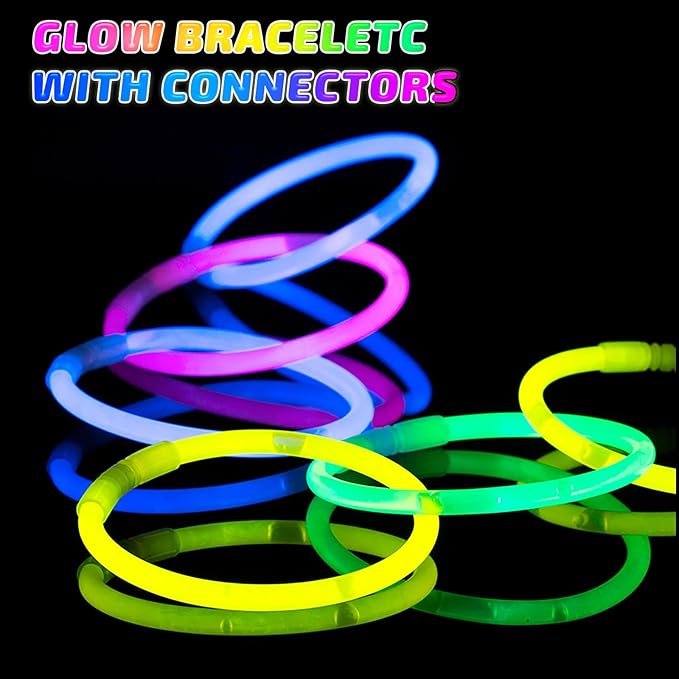 500 Pcs Glow Sticks Bulk Party Pack, 8'' Glow in the Dark Party Supplies, Glow in the Dark Light Up Sticks with Connectors, Party Favors for Birthday, Concert, Raves, Halloween, Christmas