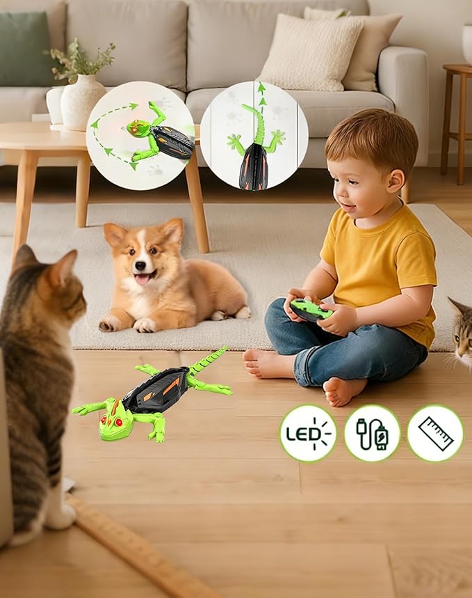 Lizard Toy,2025 New Lizard - Play Pack,Floor & Wall Driving Dual Mode,Wall Crawling Gecko Remote Control Electric LizardToy with LED Glowing Eyes,Wall Climbing RC Gecko Toy for Kids (A1)