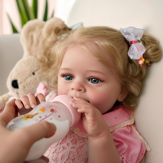 CHAREX Realistic Reborn Baby Doll Girl – 20 Inch Lifelike Real Life Handmade Newborn Toddler, Soft Cuddly Weighted for Pretend & Creative Playtime, with Blond Hair Accessories Gift Set for Kids Age 3+