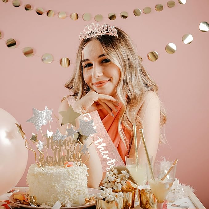 Semato 30th Birthday Decorations for Her - 30th Birthday Sash and Crown Kit for Women Gifts for Her Party Supplies and Favors