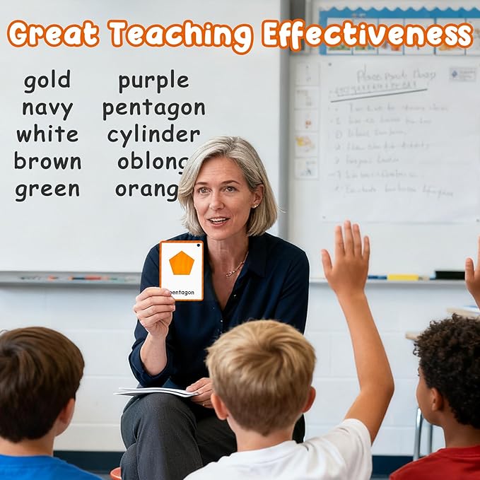 Learning Flashcards Colors & Shapes, 38 Shape Educational Cards, Social Learning Card for Kids