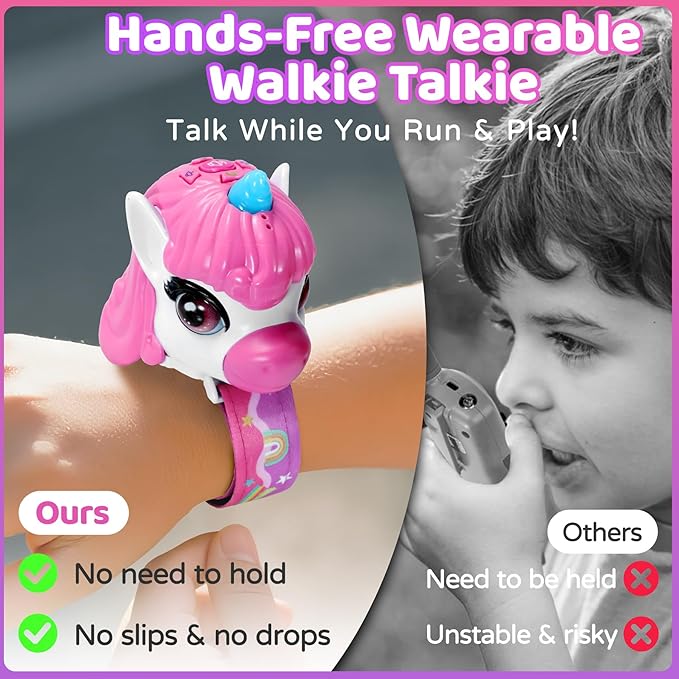 Vvinca Walkie Talkies for Kids 2 Pack, Unicorn Toys for Girls Age 3-4-5-6-7 Christmas Birthday Gifts 8 9 10 11 12 Year Old Long Range Camping Outdoor Toddler Toy Walkie-Talkie Stocking Stuffers