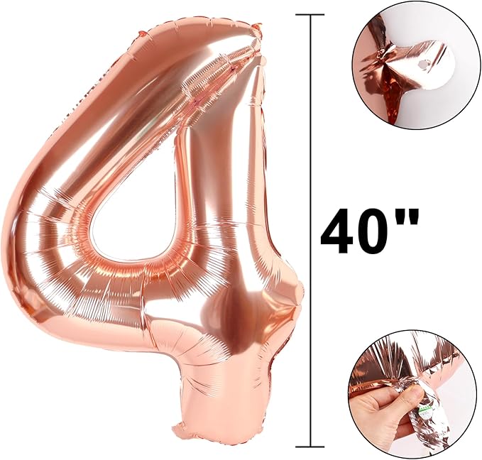 40 Inch Rose Gold Balloon Number 24 Balloon,Jumbo Mylar Foil Helium Balloon for 24 Digital Balloons for Birthday Party,Wedding Anniversary Party Decorations